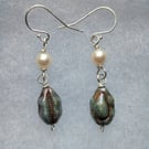 The Shell For Your Shell-Like earrings. Sterling silver wire wrapped pearl