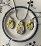 Handmade Earrings and Necklace Set, Unique Jewellery, Broken Ceramic - Image 1