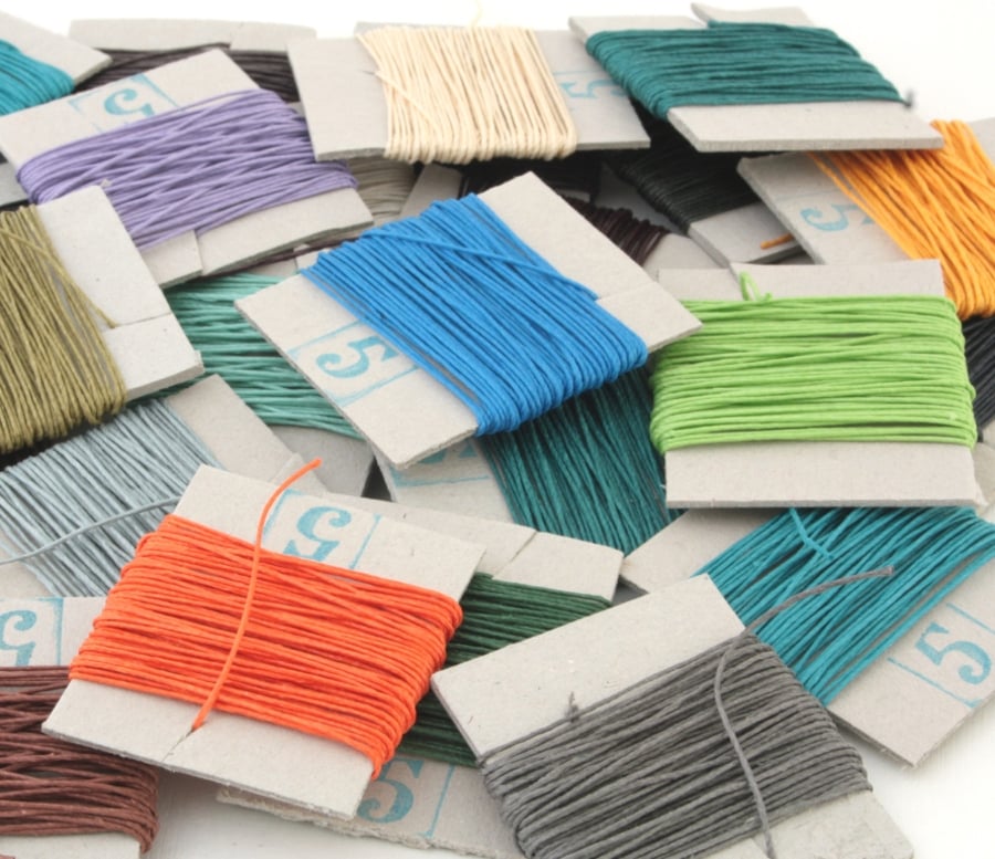25m Lin Cable No. 332, French Waxed Linen Thread, Your choice of up to 5 colours