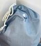 Chambray blue with embroidered flowers gift or storage bag - Image 2