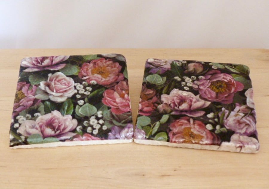 Marble 'Roses' Coasters