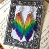 Sparkling Rainbow Double Fairy Wing Earrings Sterling Silver