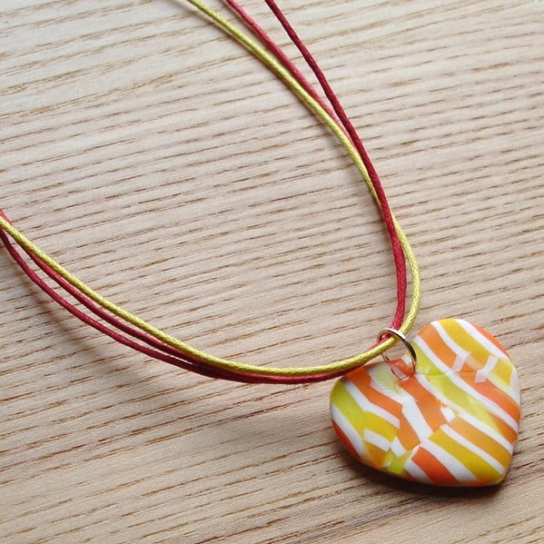 Citrus Patch Heart FIMO Polymer Clay Pendant