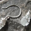 Clear Sea Glass Wire Wrapped Earrings