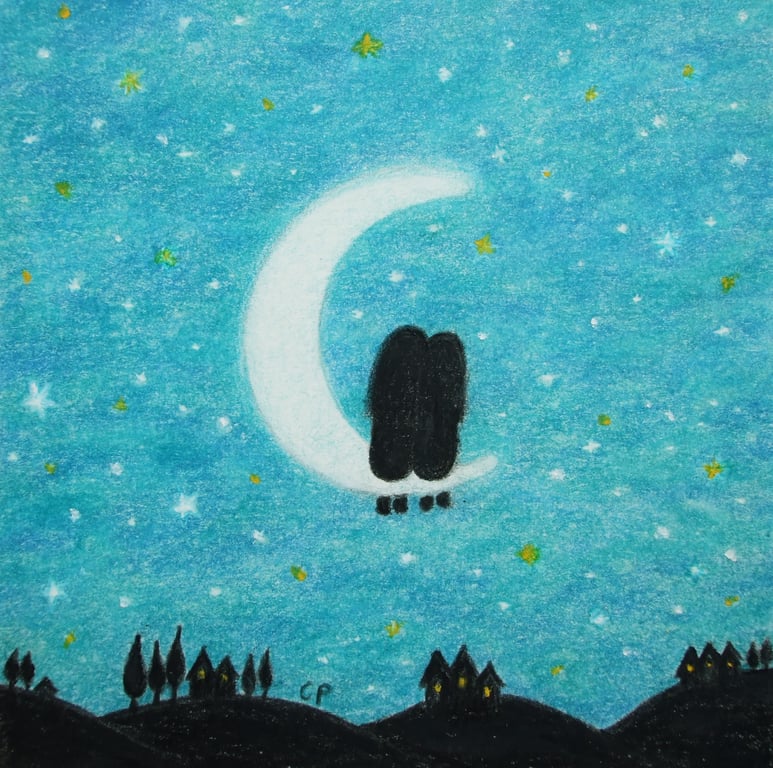 Moon Love Card, Lesbians Engagement, Anniversary Card, Star Space Art, Sisters