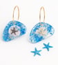Blue Starfish Resin Hoop Earrings – Ocean Glitter Dangle