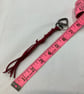 Dark Red Suede Keyring - Bag Charm w Gunmetal Heart shaped Carabiner - Image 3