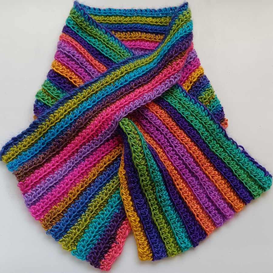 Crochet Neckwarmer (Rich Rainbow) - stay cosy anytime anywhere!