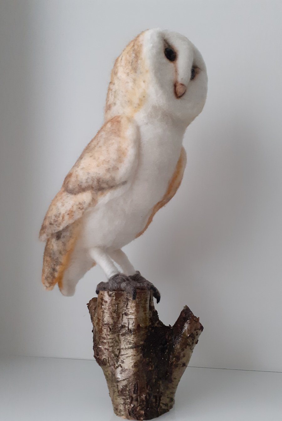 Barn owl bird needle felted wool sculpture ooak,collectable 