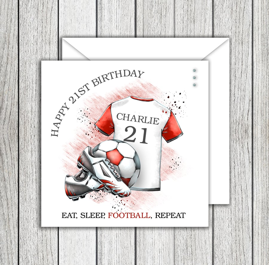 Football Shirt & Boots Birthday Card - Any Age