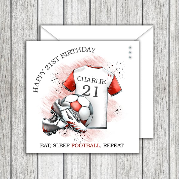 Football Shirt & Boots Birthday Card - Any Age