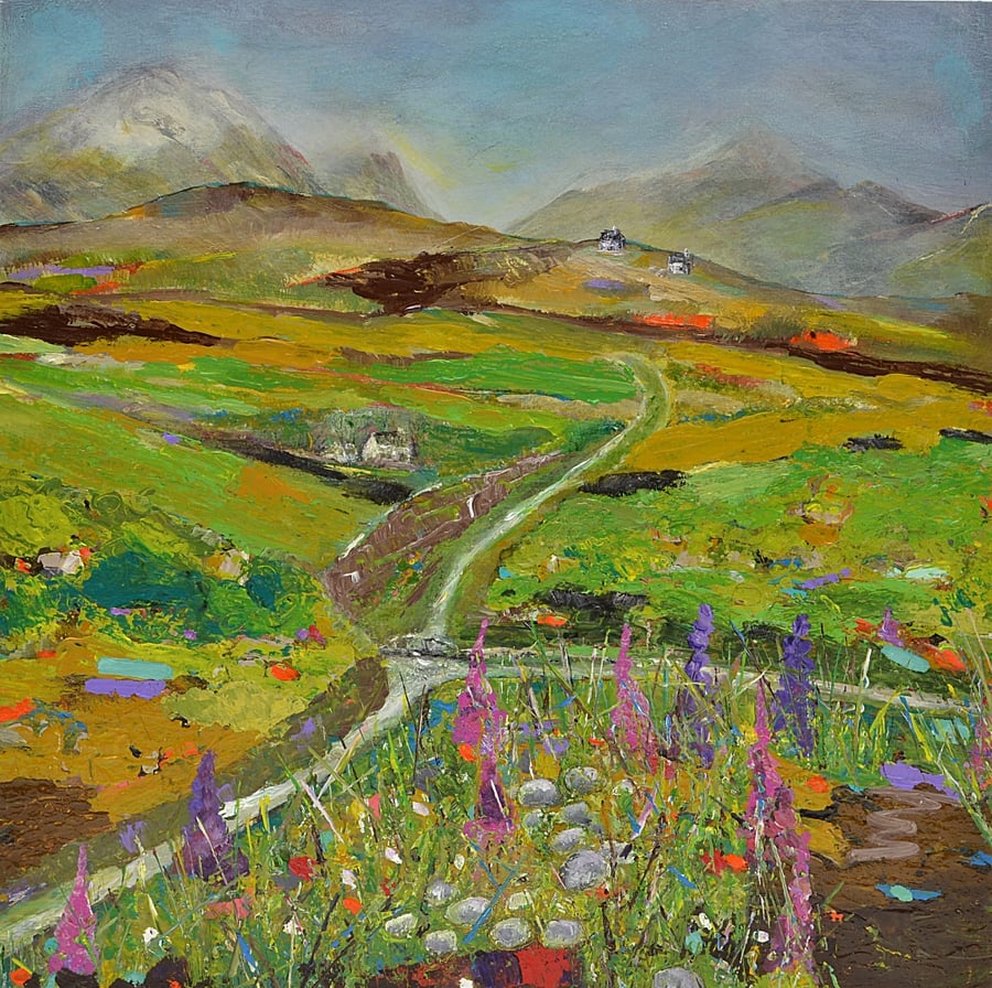 A Contemporary Painting of Glencoe, Scotland. Ready to Hang. 12x12 inches.