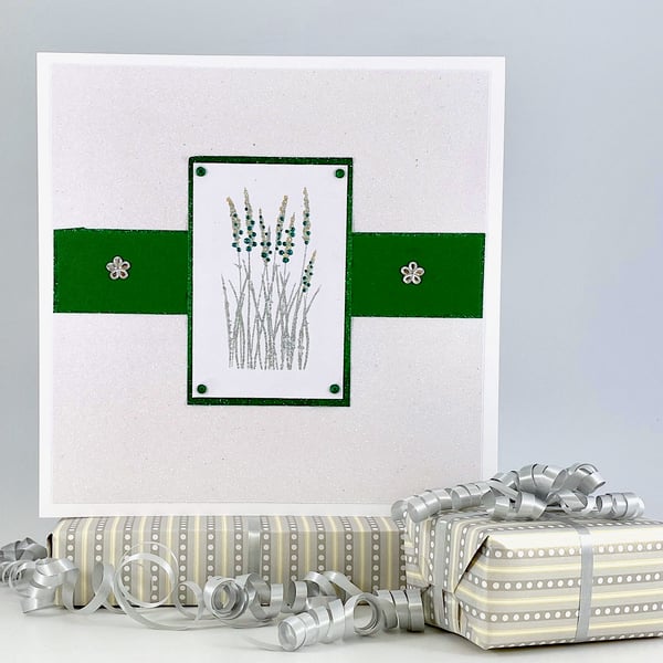 Handmade Birthday floral card - emerald May birthday or 55 anniversary