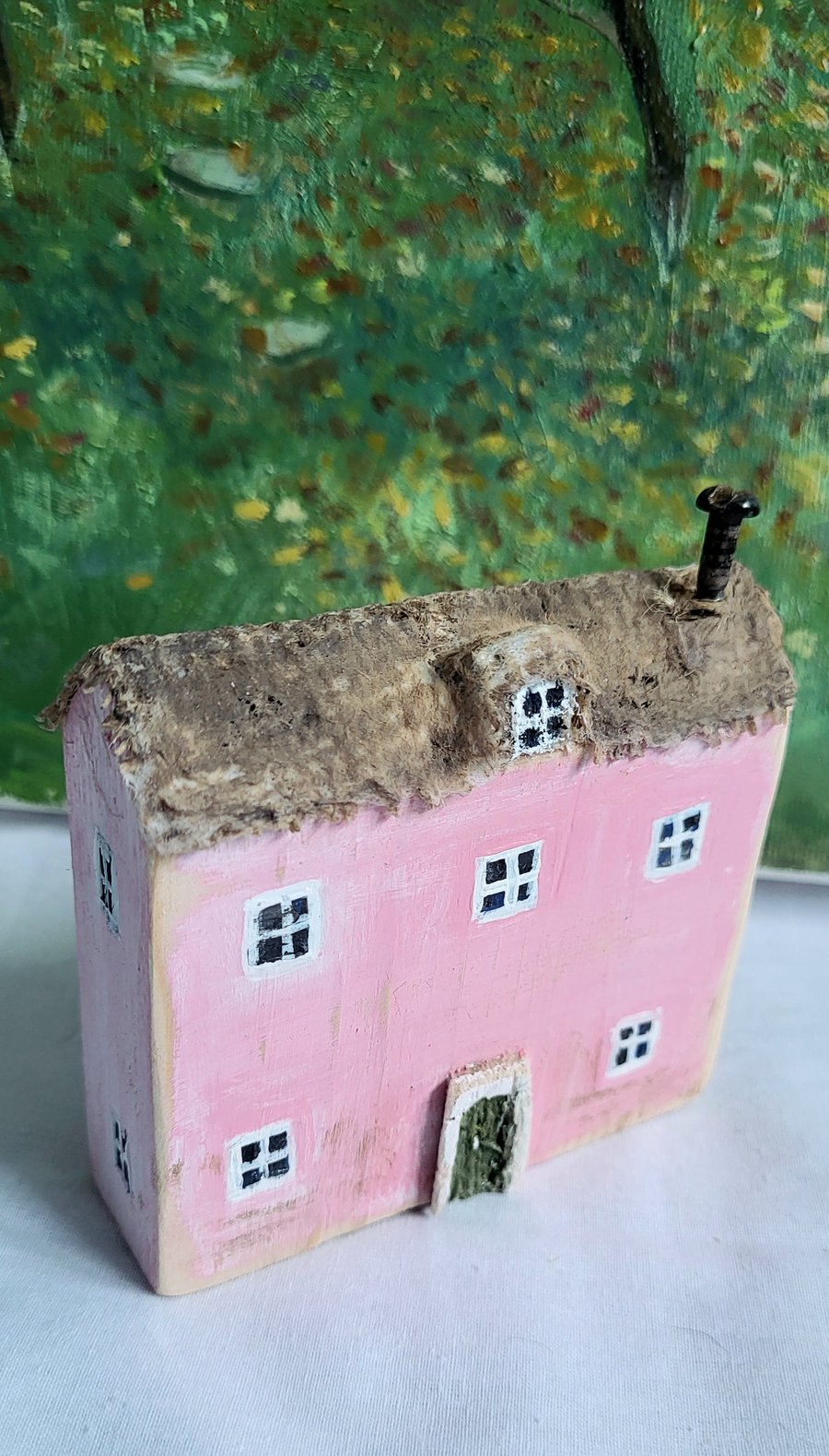Miniature Wooden Suffolk Pink Cottage- Shelf Ornament  Decoration 