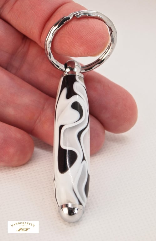 Handcrafted Acrylic Keyring Turned and polished with quality 'Chrome' fixings