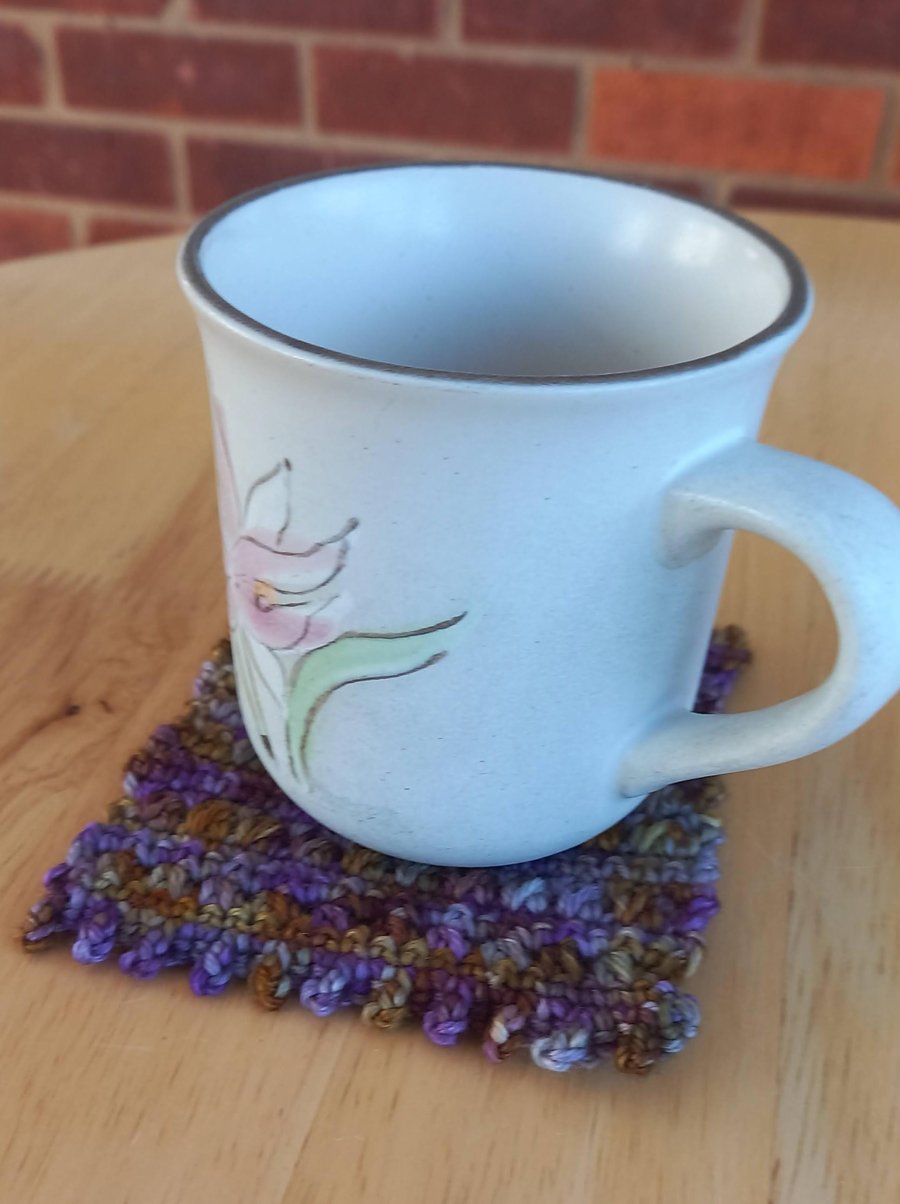 Set of 4 Coasters, Handmade Crochet Mug Rugs, Eco Gift for Coffee & Tea Lovers