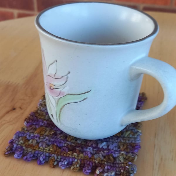 Set of 4 Coasters, Handmade Crochet Mug Rugs, Eco Gift for Coffee & Tea Lovers