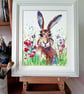 Hare and Flowers Original Painting  - Image 6