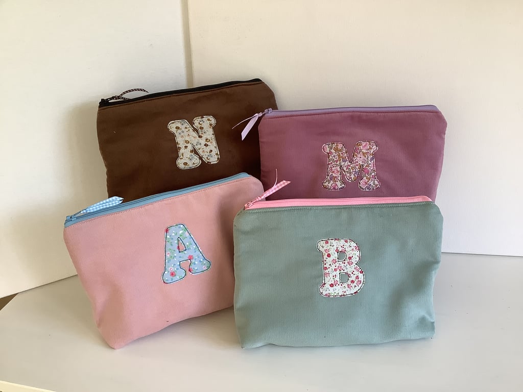 Monogrammed Cosmetic Bag - Personalised Toiletry Bag made from Cord