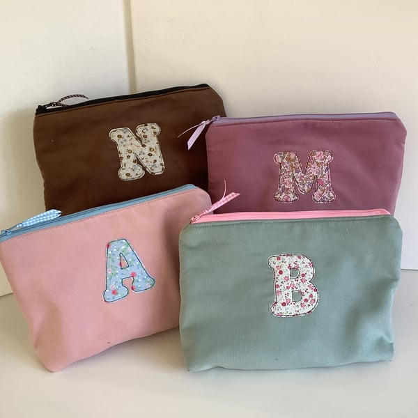 Monogrammed Cosmetic Bag - Personalised Toiletry Bag made from Cord