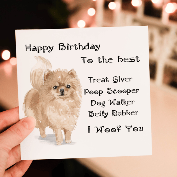 Pomeranian Dog Birthday Card, Dog Birthday Card