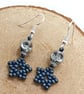 Silver skull and star beaded earrings