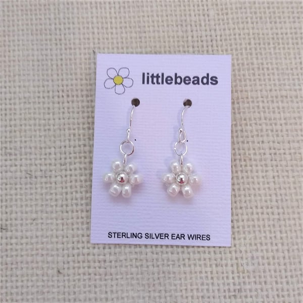 Pearl and Silver Daisy Sterling Silver Earrings