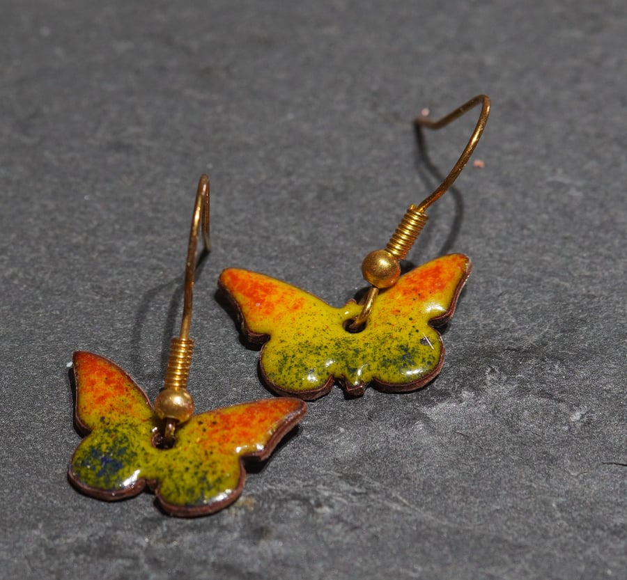 Butterfly enamel earrings
