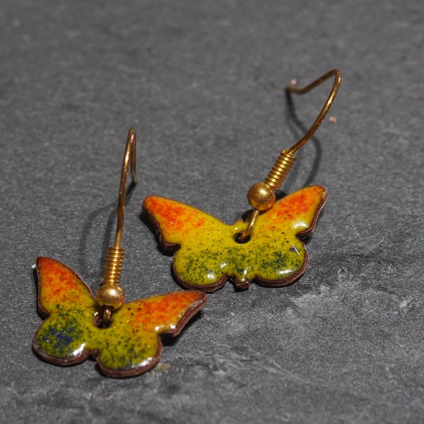 Butterfly enamel earrings