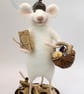 Needle felt white mouse figurine - teacher or lecturer gift 