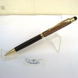 African Padouk Wood Slimline Ball Point Stylus Pen with Velvet Pouch