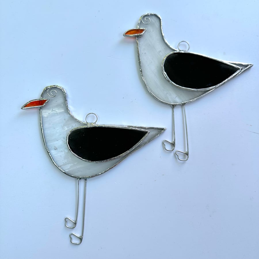 Stained Glass Seagull Suncatcher - Handmade Hanging Decoration