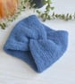 Knitted Headband Earwarmer Soft Alpaca Silk Denim Jeans Blue Ready Made