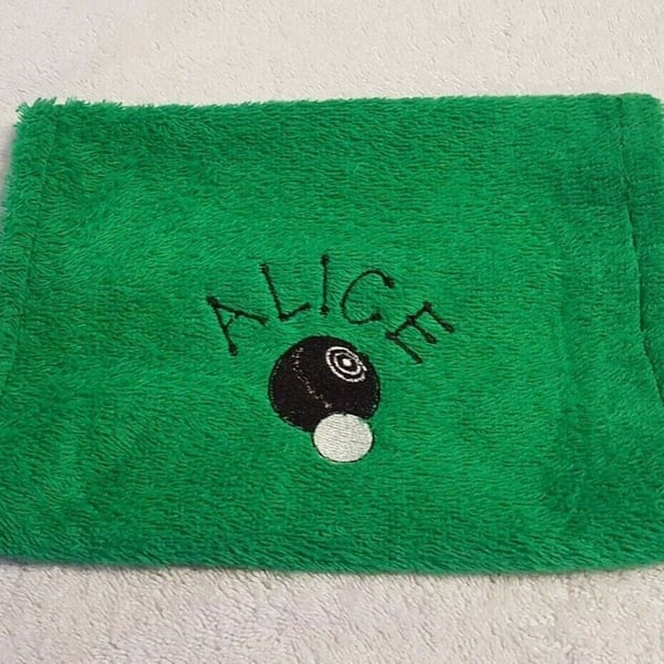 Personalised lawn bowls towel handmade 2 colours great gift Fathers day, Mothers