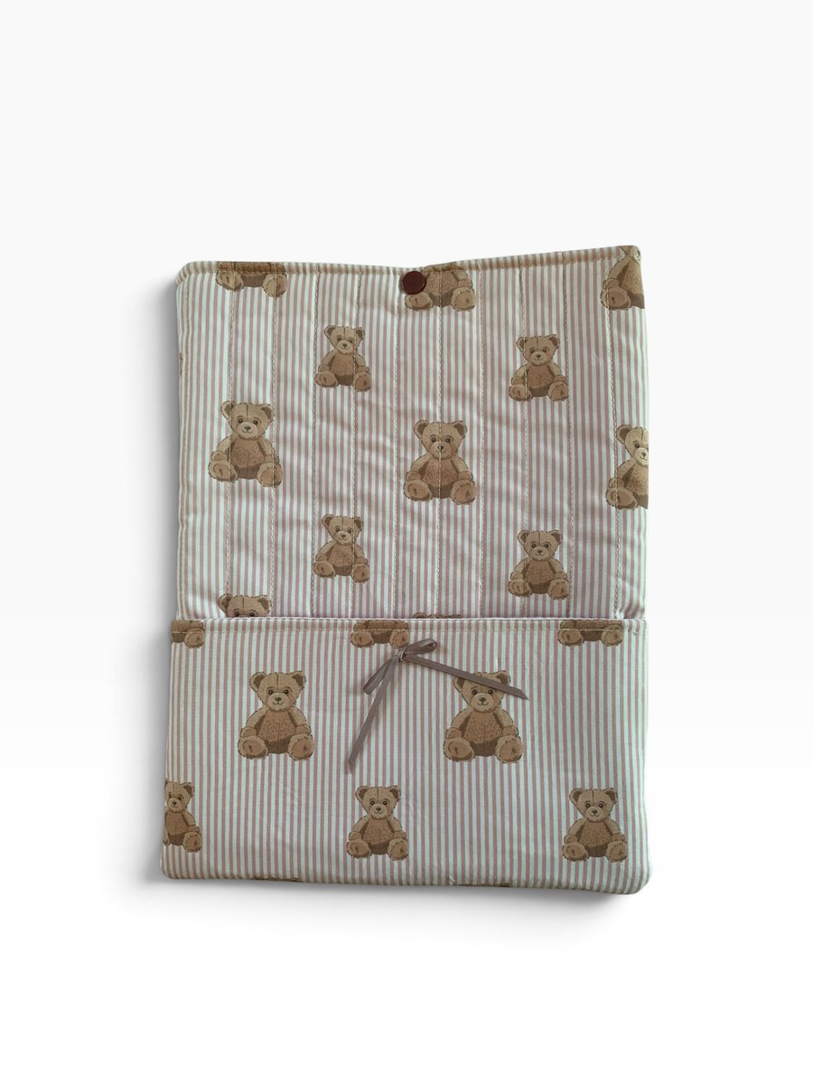 Teddy Bear Readers Gift Set.  Handmade Book Sleeve Size Large with Accessories.