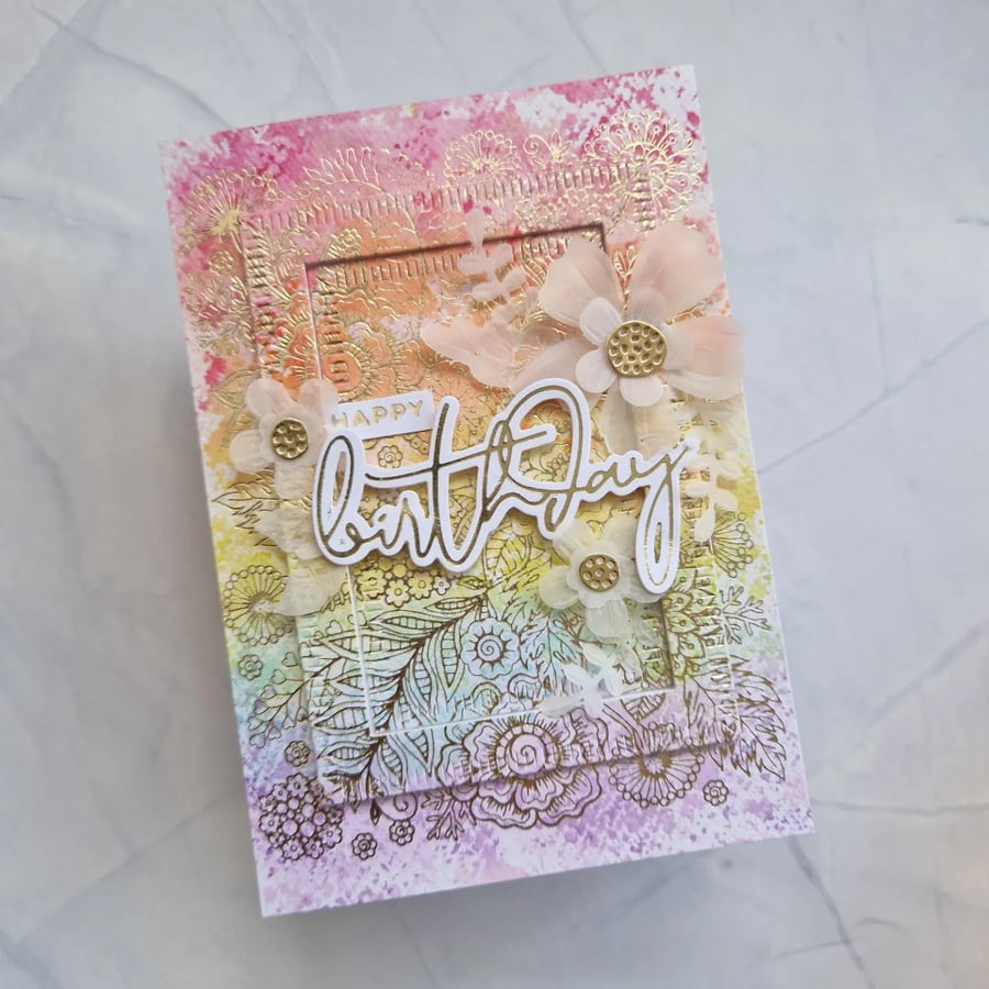 Foiled watercolour birthday card