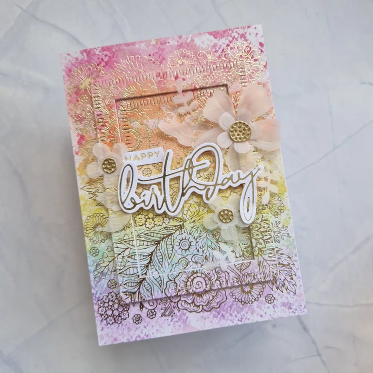 Foiled watercolour birthday card