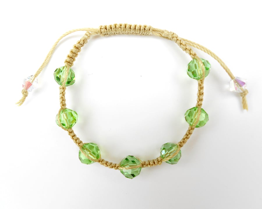 May Birthday Pale Emerald Micro Macramé Bracelet