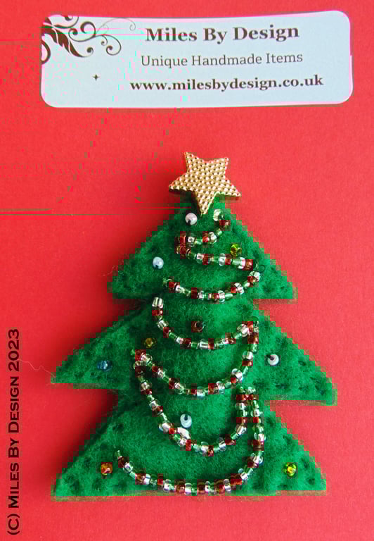 Handcrafted Xmas Tree Brooch