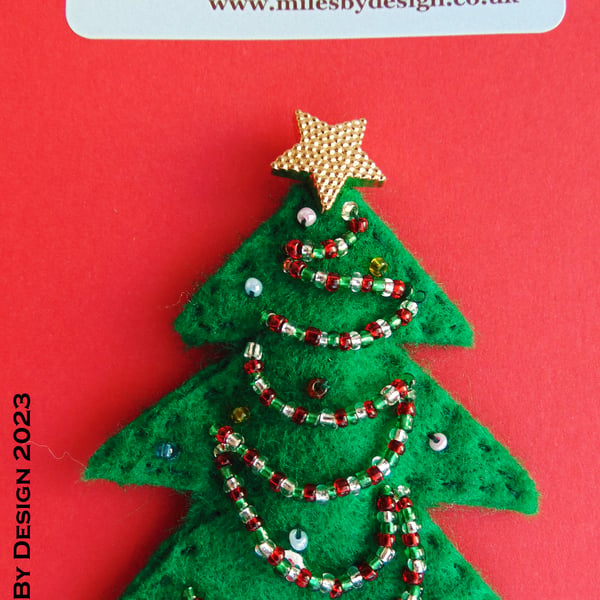 Handcrafted Xmas Tree Brooch