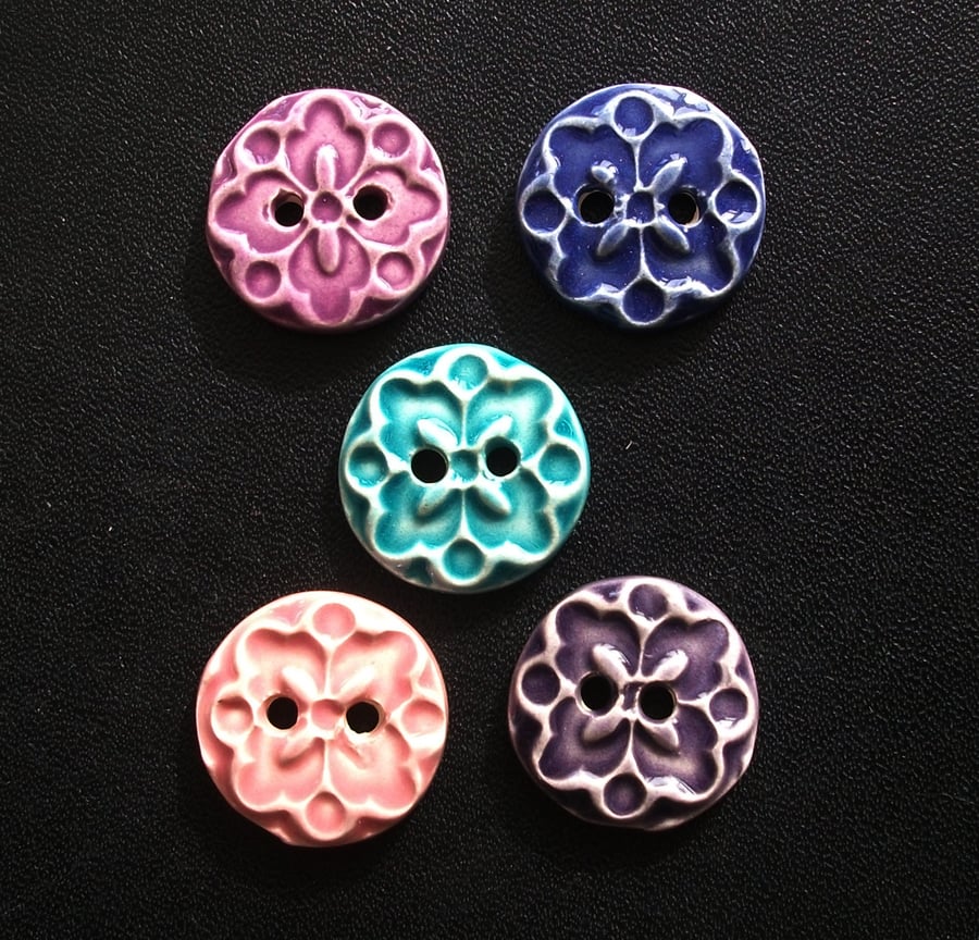 Set of five little handmade ceramic buttons