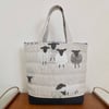 Seconds Sunday Grey sheep print bag with drawstring inner project bag 