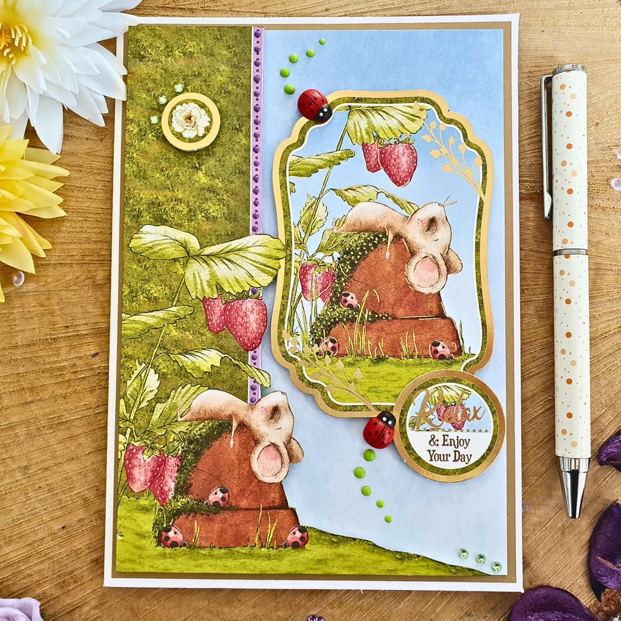 Relax & Enjoy Your Day Animal Themed Card For Many Occasions With Ladybirds
