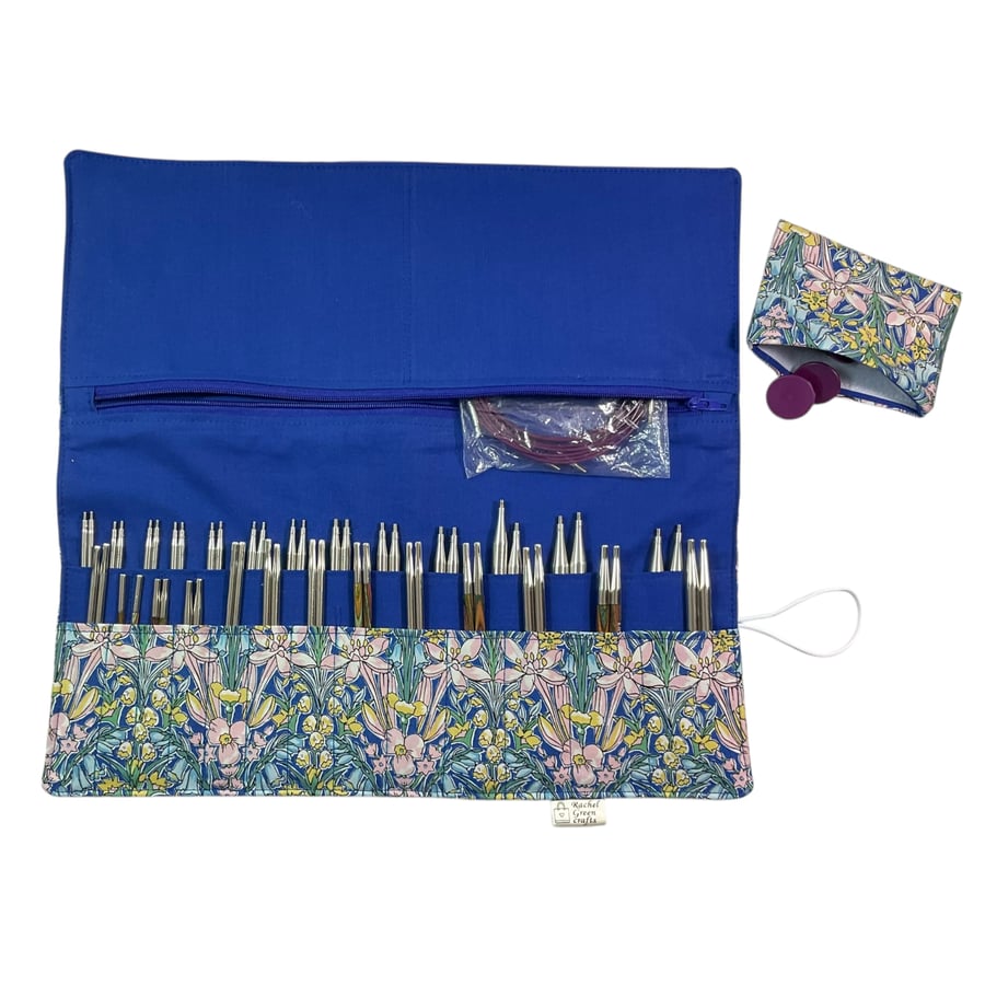Interchangeable knitting needle case with Liberty fabric , knit pro case, 