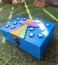 Hand-Painted Rainbow UFO Design Cosmic Keepsake Box with Mirror - Unique Gift  - Image 4