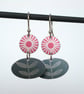 Flower and leaf earrings in red and grey - Image 3