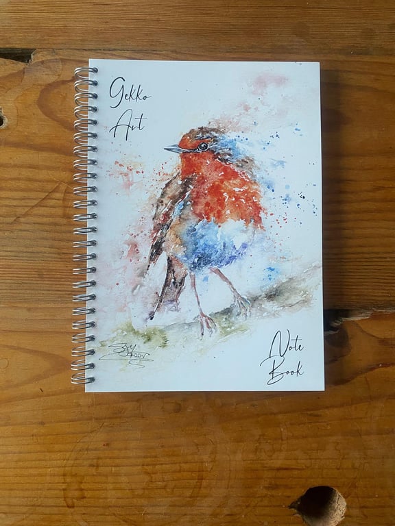 Robin Notebook, Notepad, A5 Size, Spiral bound, Wildlife Art Notebook, Pad, Jott