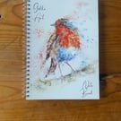 Robin Notebook, Notepad, A5 Size, Spiral bound, Wildlife Art Notebook, Pad, Jott