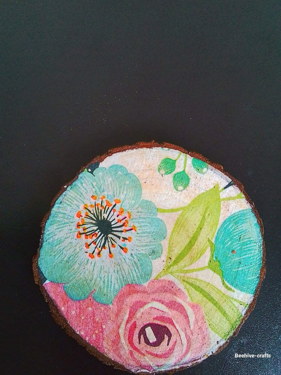 Woodslice decoupage coaster 