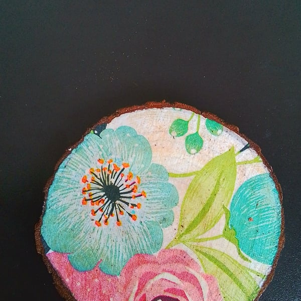 Woodslice decoupage coaster 